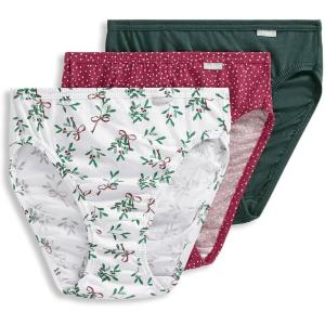 imageJockey Womens Plus Size Elance French Cut  3 PackCactus PineSmall Blizzard DotDiamond White Mistletoe