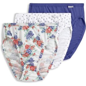 imageJockey Womens Plus Size Elance French Cut  3 PackFuture DuskGrape Brush DotFloral Wallpaper