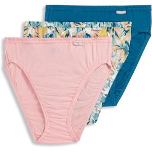 imageJockey Womens Plus Size Elance French Cut  3 PackReally TealArtistic PalmSunrise Peach