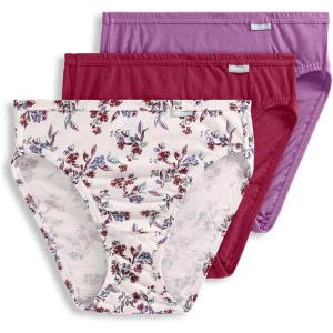 imageJockey Womens Plus Size Elance French Cut  3 PackRed PearWarm FloralSilver Plum