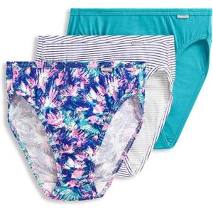 imageJockey Womens Plus Size Elance French Cut  3 PackSoftest TealBelvedere Violet StripeTropical Burst