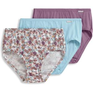 imageJockey Womens Plus Size Elance Hipster  3 PackBleachedElissa FloralSilver Plum