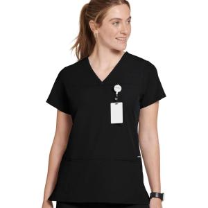 imageJockey Womens Scrubs True Fit Crossover VNeck Scrub TopBlack