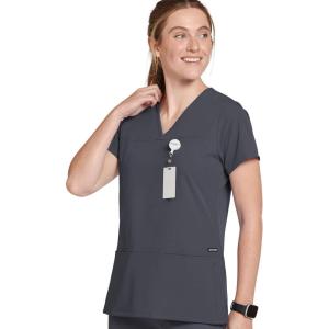 imageJockey Womens Scrubs True Fit Crossover VNeck Scrub TopCharcoal Grey