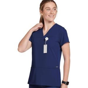 imageJockey Womens Scrubs True Fit Crossover VNeck Scrub TopNew Navy
