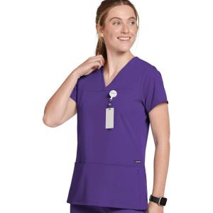 imageJockey Womens Scrubs True Fit Crossover VNeck Scrub TopPurple