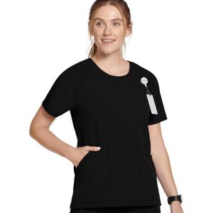 imageJockey Womens Scrubs Comfort Crew Scrub TopBlack