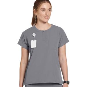 imageJockey Womens Scrubs Henley Scrub TopPewter