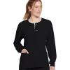 imageJockey Womens Scrubs Classic Round Neckline Snap Scrub JacketBlack