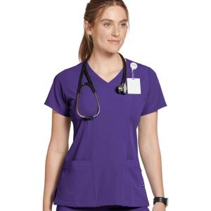 imageJockey 2306 Womens Mock Wrap Scrub Top  Comfort GuaranteedPurple