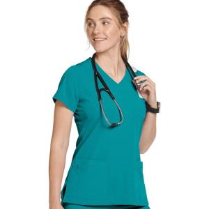 imageJockey 2306 Womens Mock Wrap Scrub Top  Comfort GuaranteedTeal