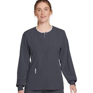 imageJockey Womens Scrubs Classic Round Neckline Snap Scrub JacketCharcoal