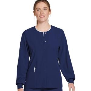imageJockey Womens Scrubs Classic Round Neckline Snap Scrub JacketNew Navy