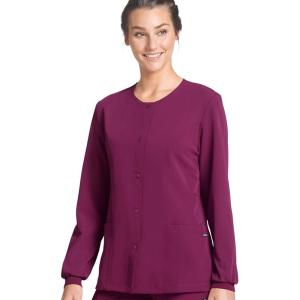 imageJockey Womens Scrubs Classic Round Neckline Snap Scrub JacketPlum Berry
