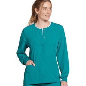 imageJockey Womens Scrubs Classic Round Neckline Snap Scrub JacketTeal