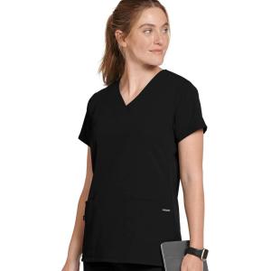 imageJockey Womens Womens VNeck Crossover Scrub TopBlack