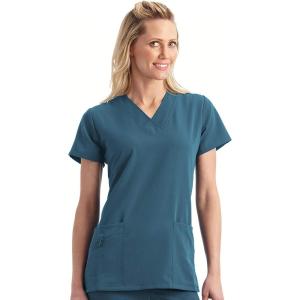 imageJockey Womens Womens VNeck Crossover Scrub TopCaribbean Blue