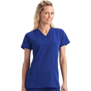 imageJockey Womens Womens VNeck Crossover Scrub TopGalaxy Blue