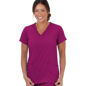 imageJockey Womens Womens VNeck Crossover Scrub TopPlum Berry