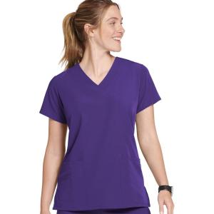 imageJockey Womens Womens VNeck Crossover Scrub TopPurple