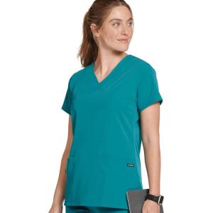 imageJockey Womens Womens VNeck Crossover Scrub TopTeal