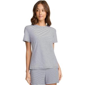 imageJockey Womens Activewear Organic Cotton Stretch Short Sleeve TeeNavy Jess Stripe
