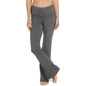 imageJockey Womens Activewear Cotton Stretch Slim Yoga Flare PantCharcoal Heather