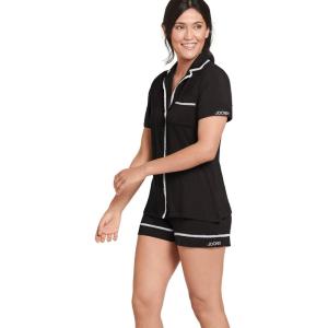 imageJockey Womens Sleepwear Cooling Modal Notch Collar Short Sleeve Top ampamp Short SetBlack