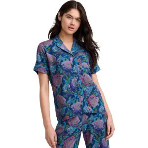 imageJockey Womens Sleepwear Soft Touch Luxe Woven Short Sleeve TopLuscious Bloom