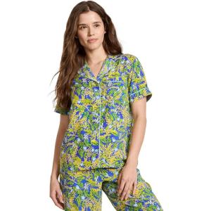 imageJockey Womens Sleepwear Soft Touch Luxe Woven Short Sleeve TopParakeet Paradise