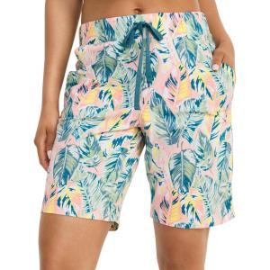 imageJockey Womens Organic Cotton Stretch Bermuda ShortPink Artistic Palm