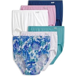 imageJockey Womens Underwear Plus Size Elance Brief  6 PackLuscious Blue BloomRain StripeCoveLight RaspberryMarina BlueWhite