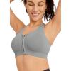 imageJockey Womens Bra Seamfree Mid Impact Zip Front Sports BraBoulder