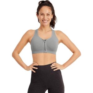 imageJockey Womens Bra Seamfree Mid Impact Zip Front Sports BraBoulder
