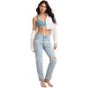 imageJockey Womens Bra Organic Cotton Stretch Triangle BraletteFrayed Teal Floral