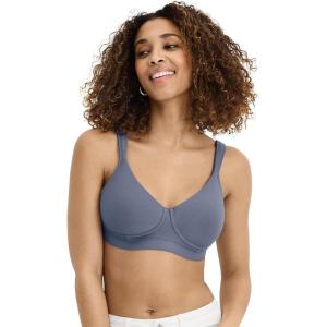 imageJockey Womens Bra Cooling Cotton Blend Wirefree Full Coverage Molded Cup BraDusk Blue