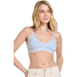 imageJockey Womens Bra Organic Cotton Stretch Triangle BraletteBright Blue Blooms