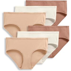 imageJockey Womens Underwear Organic Cotton Stretch Logo Hipster  6 PackAlmondLightIvory