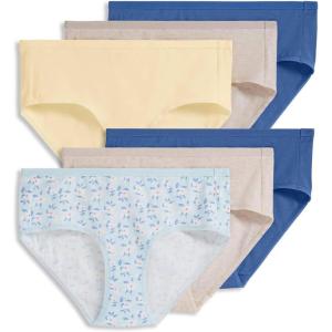 imageJockey Womens Underwear Organic Cotton Stretch Logo Hipster  6 PackOatmeal HeatherTrue BlueBright Blue BloomsLemon FizzOatmeal HeatherTrue Blue