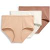 imageJockey Womens Underwear Organic Cotton Stretch Logo Modern Brief  3 PackIvoryLightAlmond