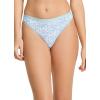 imageJockey Womens Underwear Organic Cotton Stretch Logo Thong  3 PackBright Blue BloomsTrue BlueLemon Fizz