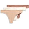 imageJockey Womens Underwear Organic Cotton Stretch Logo Thong  3 PackIvoryLightAlmond