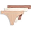 imageJockey Womens Underwear Organic Cotton Stretch Logo Thong  3 PackIvoryLightAlmond