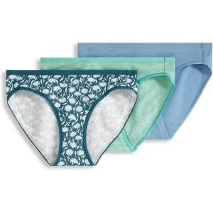 imageJockey Womens Underwear Organic Cotton Stretch Logo Bikini  3 PackCoastlineOpulent Jade HeatherFrayed Teal Floral