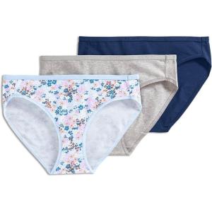 imageJockey Womens Underwear Organic Cotton Stretch Logo Bikini  3 PackGrey HeatherInk WellDitsy Blue Floral