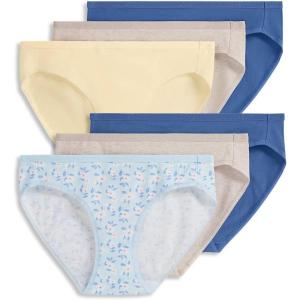 imageJockey Womens Underwear Organic Cotton Stretch Logo Bikini  6 PackOatmeal HeatherTrue BlueBright Blue BloomsLemon FizzOatmeal HeatherTrue Blue