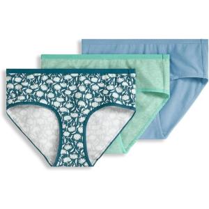 imageJockey Womens Underwear Organic Cotton Stretch Logo Hipster  3 PackCoastlineOpulent Jade HeatherFrayed Teal Floral