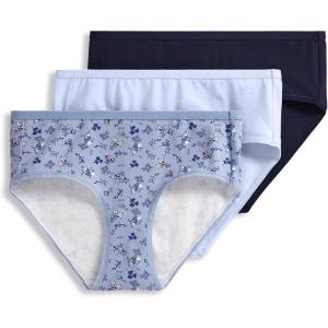 imageJockey Womens Underwear Organic Cotton Stretch Logo Hipster  3 PackDreamy BlueSimple Lily Line FloralTrue Navy