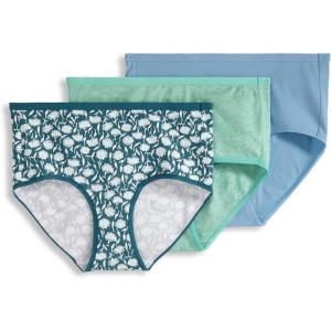 imageJockey Womens Underwear Organic Cotton Stretch Logo Modern Brief  3 PackCoastlineOpulent Jade HeatherFrayed Teal Floral