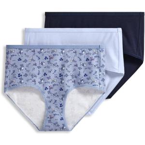 imageJockey Womens Underwear Organic Cotton Stretch Logo Modern Brief  3 PackDreamy BlueSimple Lily Line FloralTrue Navy